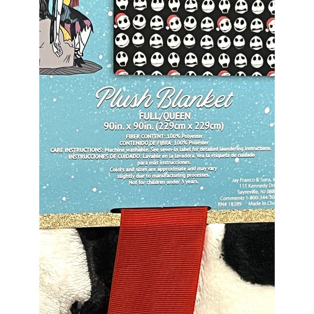 Jack Skellington Full Queen Fleece Bed Blanket 90” X 90” Christmas Santa Hat - Picture 10 of 12